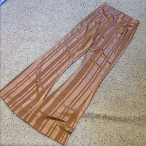 Striped Tan Wide-Leg Pants